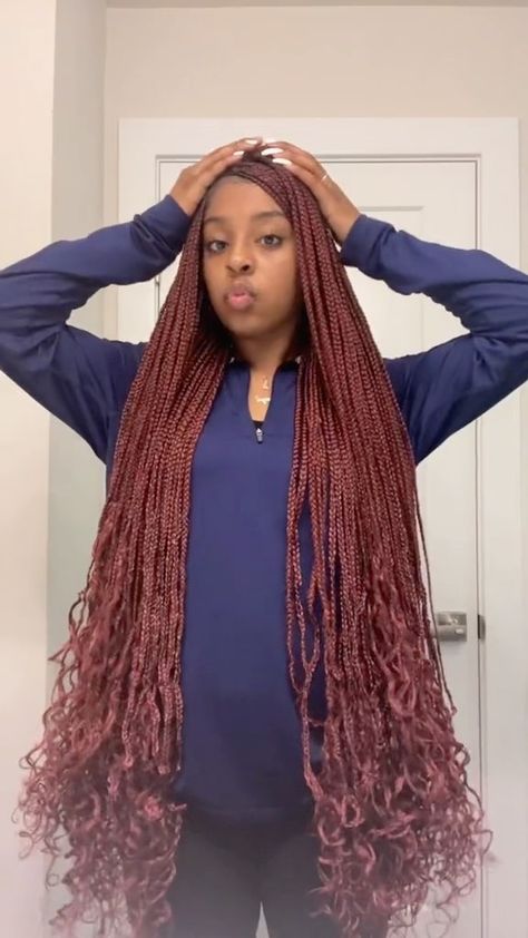 Ways To Style Your Braids, Style Your Braids, Wine Hair, Big Box Braids Hairstyles, Colored Braids, Braid Hairstyle, Lace Braid, Braids Hairstyles Pictures, Cute Box Braids Hairstyles