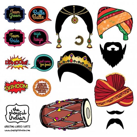 Fun Bollywood themed props great for birthdays, weddings or any Indian-themed party! (No redistribution or resale of this product allowed) #theplayfulindian #bollywood #props #indian #desi #printable Indian Photobooth, Bollywood Night, Bollywood Theme Party, Wedding Guest Book Table, Foto Props, Bollywood Theme, Wedding Photo Booth Props, Indian Theme, Photo Booth Prop