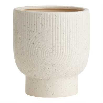 plant pot | World Market Pedestal Planter, White Ceramic Planter, Modern Presentation, House Plant Pots, White Planters, Cost Plus World Market, Modern Planters, Hand Molding, Swirl Pattern