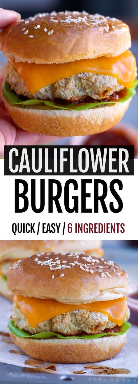 Cauliflower Burgers – Just 6 Ingredients! Cauliflower Burger, Vegan Cauliflower, Veggie Burgers, Vegan Burgers, Vegan Keto, Cauliflower Recipes, Veggie Burger, Eat Smarter, Burger Recipes