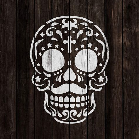 Sugar Skull Gomez Stencil Template for Walls and Crafts - Reusable Stencils for Painting in Small & Large Sizes Skull Stencils, Crown Stencil, Stencils Art, Skull Stencil, Mexican Day Of The Dead, Gomez Addams, Halloween Stencils, Sugar Skull Design, Art Stencils