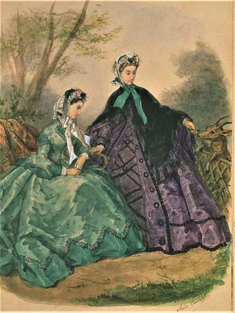 Fashion Plate - La Mode Illustree - 1864 Mid 1800s Fashion, 1865 Fashion, Victorian Doctor, Born In The Wrong Era, Fashion History Books, 1870 Fashion, 1860s Dresses, Victorian Era Fashion, 1860 Fashion