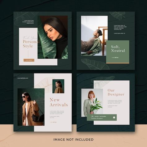 Set of fashion square banner template wi... | Free Psd #Freepik #freepsd #minimal-post #instagram-square #minimal-social-media #instagram Poster Magazine, Facebook Post Design, Instagram Branding Design, Instagram Template Design, Event Banner, Abstract Waves, Media Sosial, Template Instagram, Social Media Banner