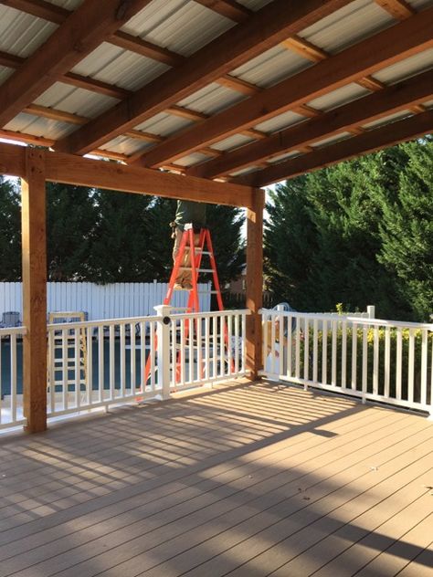 Cover Your Pergola, Adding A Pergola To A Deck, How To Add A Pergola To An Existing Deck, Atrium Addition, Pergola On Upper Deck, Adding Pergola To Existing Deck, Deck With Partial Pergola, Backyard Shelter, Deck And Pergola