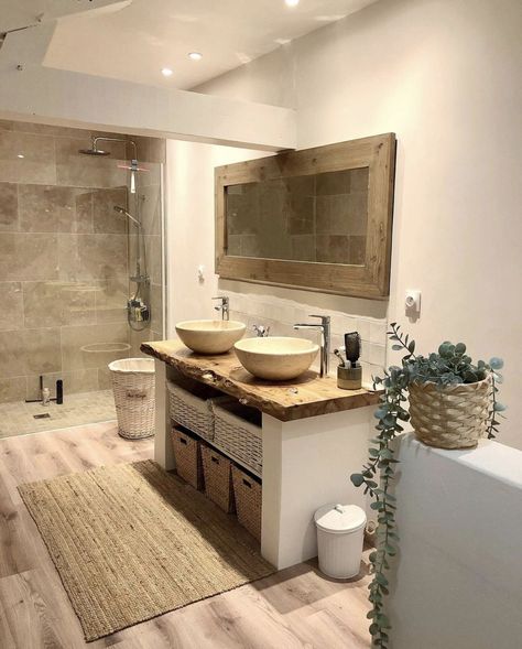 Japandi Bathroom Design, Small Half Bathroom, Baños Shabby Chic, Cozy Bathroom, Serene Bathroom, Bathroom Retreat, Rustic Bathroom Designs, U Shaped Kitchen, Small Bathroom Ideas Modern