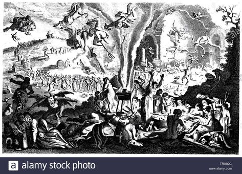 Witch Sabbath after Michael Herr (17th century), , Michael Herr (cultural history book, 1875) Stock Photo Walpurgis Night, Image Halloween, Image Chat, Image Nature, Images Vintage, Witch Art, Bw Photo, Picture Library, History Books