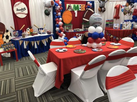 Sports Birthday Party Ideas | Photo 2 of 17 | Catch My Party Sports Birthday Party Ideas, Sports Baby Shower Theme, Bday Celebration, Team Theme, Sports Baby Shower, Sports Theme Birthday, Sports Birthday Party, Royal Baby Showers, Sports Baby