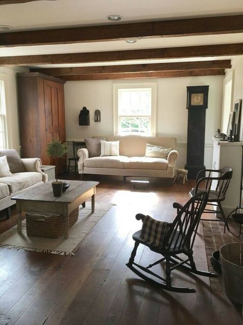 Image may contain: people sitting, living room, table and indoor Farmhouse Organization, Organization Room, Minimalist Dekor, Modern Farmhouse Living Room Decor, Furnitur Ruang Keluarga, Interior Simple, Farmhouse Living Room Decor Ideas, Farmhouse Style Living Room, Simple Farmhouse