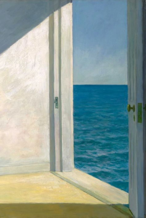 Rooms by the Sea, Edward Hopper, 1951.

Edward Hopper's art studio in Cape Cod in a surrealistic scenario with the door opening to the sea. Edward Hopper Paintings, Hopper Art, Art Alevel, Yale University, Edward Hopper, Internet Radio, Love Music, Landscape Artist, Office Art