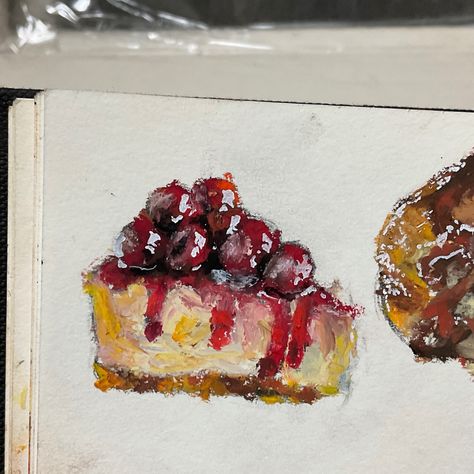 Oil Pastel Art Food, Food Oil Pastel, Cake Oil Pastel, Oil Pastel Food, Pastel Desserts, Crayon Painting, Summer Drawings, Pastel Interior, Cake Drawing