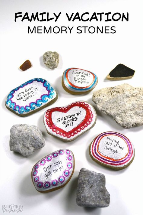 Make some painted stones to preserve those sweet summer family vacation memories! (Plus, learn about our favorite memories from our family vacation to Sherkston Shores!) Partnering with Sherkston Shores #SherkstonBloggers Family Connection, Memory Jar, Family Summer Vacation, Vacation Memories, Family Destinations, Memorial Stones, Summer Camping, Summer Activities For Kids, Traveling With Kids