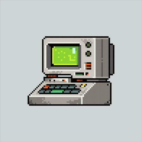 Pixel art illustration computer. Pixelated old computer. old classic computer icon pixelated for the pixel art game and icon for website and video game. old school retro. Game Developer Aesthetic, Pixel Computer, Illustration Computer, Icon For Website, Old Computer, Pixel Art Games, Computer Icon, Old Computers, Art Icon