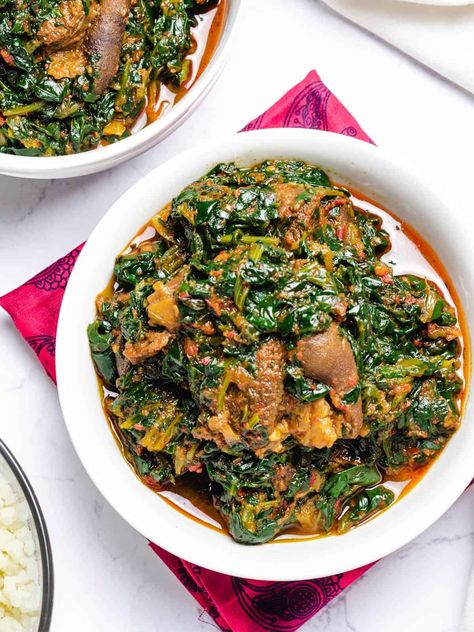 African Soups, African Soup, Naija Food, Efo Riro, Nigerian Dishes, Spinach Stew, Egusi Soup, African Stew, African Kitchen