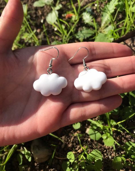 "White cloud earrings 💕 Free UK shipping 🌸 Message with any questions ❤️ DESCRIPTION ♥ All jewelry is only made by me. ♥ All jewelry is made by HAND. ♥ materials are sourced internationally. ♥ I do include a scoop from my \"freebies basket\" in all packages, this could include a crystal, candle, sticker, charms or sweets. You may not get all of these items in one order! ♥ please allow 3-5 days for us to make your item before shipping. SHIPPING ADDRESS All the orders will be shipped to the ship Cloud Jewelry, Cloud Earrings, Clay Crafts For Kids, Crystal Candle, Friendship Necklaces, White Cloud, Childrens Jewelry, Jewelry Outfit, Cleaning Jewelry