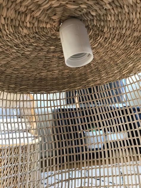 Hanging Basket Light, Basket Lights, Basket Light, Rv Lighting, Cane Baskets, Apple Baskets, Diy Rv, Hanging Lamp Shade, Basket Lighting