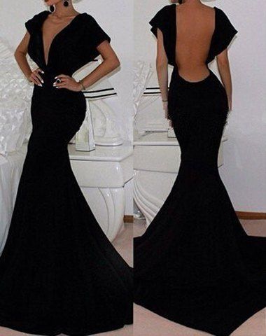 Dressy Outfit <3 Rosegal.com Black Mermaid Prom Dress, Velvet Prom Dress, Mermaid Evening Gown, Short Sleeve Maxi Dresses, Neckline Dress, Maxi Dress Evening, Black Prom Dresses, Looks Chic, Mermaid Prom Dresses