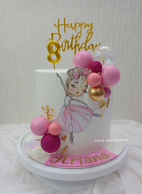 A beautiful and moist cake for a birthday. Ballet Birthday Cakes, Butterfly Birthday Party Invitations, Dancer Cake, Ballerina Birthday Cake, Birthday Drip Cake, Printable Cake Topper, Ballet Cakes, Fairy Birthday Cake, Ballet Birthday Party