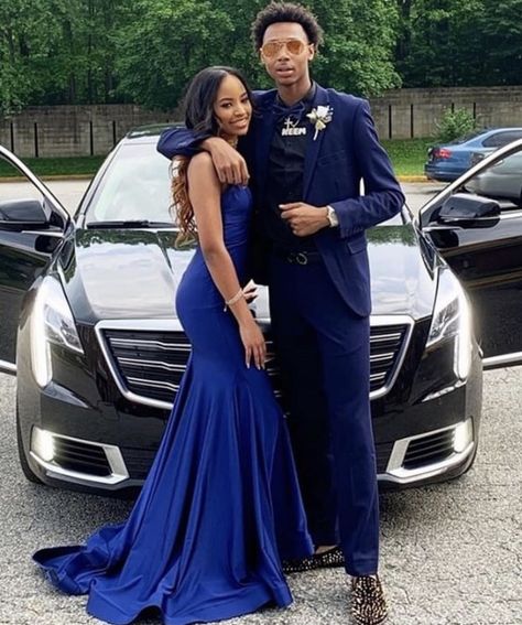 Navy Prom Dress Couple, Navy Blue Prom Couple, Matching Prom Couples, Couple Formal Outfits, Blue Prom Couple, Matching Prom Outfits, Prom Dress Couple, Matching Prom, Navy Prom Dress