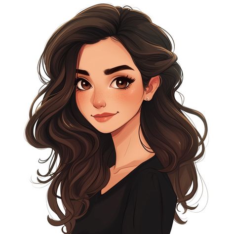 🎨🌟Charming Illustrations with Midjourney Prompts: Click the Link in my Profile🚨🔗 Aesthetic Profile Picture Cartoon Soft, Girl With Brown Hair, Long Brown Hair, Girly Art Illustrations, Cartoon Profile Pics, Girl And Dog, Cute Art Styles, Realistic Drawings, Digital Art Girl