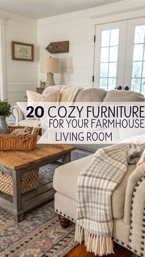 Modern farmhouse living room setup with stylish accents, inviting furniture, and clever storage ideas.