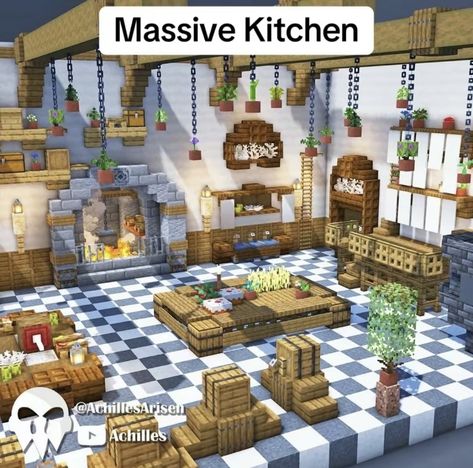 Minecraft Castle Kitchen Ideas, Minecraft Giant Library, Outdoor Kitchen Minecraft, Minecraft Mansion Interior Ideas, Lounge Room Minecraft, Sunroom Minecraft, Dinner Table Minecraft, Minecraft Dining Hall, Minecraft Building Ideas Kitchen