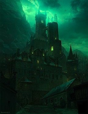 Van Helsing's Castle Frankenstein. Frankenstein Castle, Frankenstein Tattoo, Honeymoon Album, Fantasy Cottage, Frankenstein Art, Dark Castle, Halloween Tombstones, Castle Aesthetic, Dark Souls Art