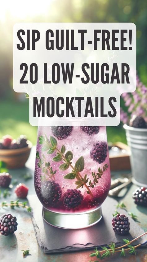 Sip Guilt-Free! 20 Low-Sugar Mocktails 🍹 Click to discover your new favorite!" Healthy Mocktails Non Alcoholic Drink Recipes, Non Sweet Mocktail, Gluten Free Mocktail, Mocktails Non Alcoholic Sugar Free, Bariatric Friendly Mocktails, Zero Sugar Mocktails, Healthy Low Sugar Mocktails, Mocktails Non Alcoholic Low Calorie, Low Sugar Mocktail