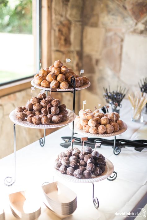 | wedding treat ideas | wedding doughnut holes | wedding doughnut hole display | wedding dessert ideas | wedding doughnuts | summer wedding reception refreshment ideas | easy wedding desserts | DIY wedding catering | photo taken at THE SPRINGS Event Venue. follow this pin to our website for more information, or to book your free tour! SPRINGS location: The Lodge in Denton, TX photographer: David Loi Photography #weddingfood #weddingcatering #doughnuts #weddingreception #DIYwedding #doughnutholes Donut Holes Display, Dessert Buffet Wedding, Dessert Display Wedding, Donut Display, Doughnut Holes, Wedding Donuts, Donut Bar, Wedding Treats, Diy Event