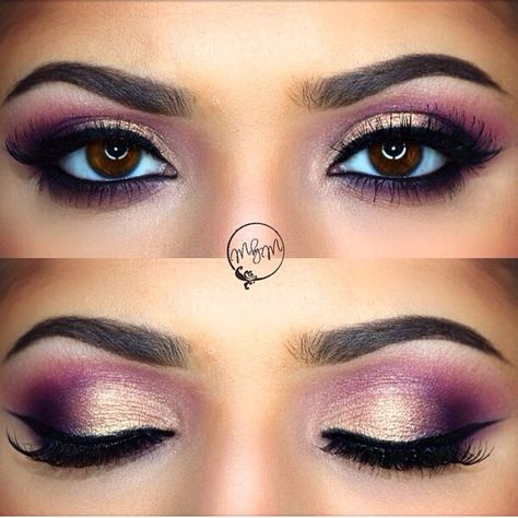 Today's glam on @makeupbymeggan feeling purple and pink 💗💜 #vegas_nay Purple Wedding Makeup, Gold Wedding Makeup, Gold Eyeshadow Looks, Purple Eyeshadow Looks, Purple And Gold Wedding, Gold Makeup Looks, Ulta Makeup, Peach Makeup, Gold Eye Makeup