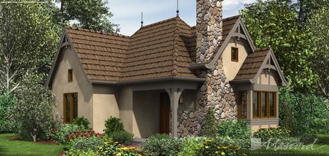 European House Plan 1173 The Mirkwood: 544 Sqft, 1 Beds, 1 Baths Tiny Cottage Design, Cottage House Exterior, European Cottage, Small Cottage Homes, Tiny House Plan, Plans Architecture, A Small House, Storybook Cottage, Cottage Exterior