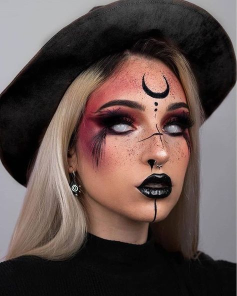 Goth Witch Makeup, Witchy Makeup, Maquillage Halloween Simple, Halloween Makeup Witch, Creative Halloween Makeup, Halloweenský Makeup, Kostuum Halloween, Holloween Makeup, Kostum Halloween