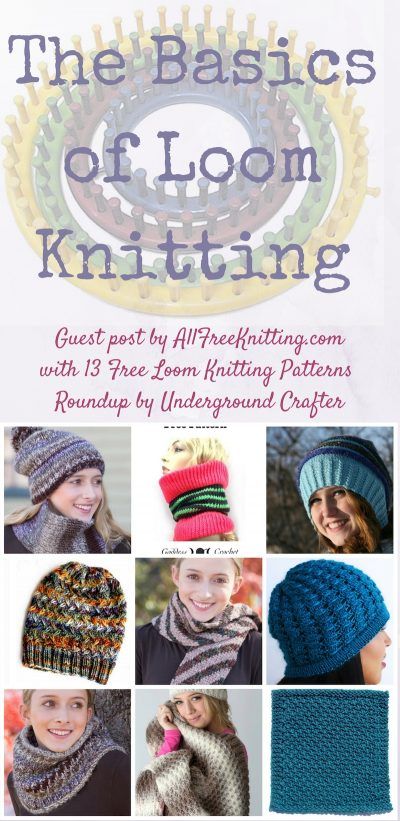 The Basics of Loom Knitting by AllFreeKnitting for Underground Crafter | Find out what you need to know to get started with loom knitting, and explore 13 free loom knitting patterns! Free Loom Knitting Patterns, Loom Knitting For Beginners, Round Loom Knitting, Circle Loom, Loom Hats, Loom Knitting Tutorial, Loom Knit Hat, Loom Knitting Stitches, Loom Crochet