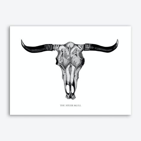 Steer Skull Tattoo, Desert Sunset Art, Bull Skull Tattoos, Western Living Room, Horse Skull, Skull Art Print, Living Room Boho, Cactus Art Print, Street Map Art