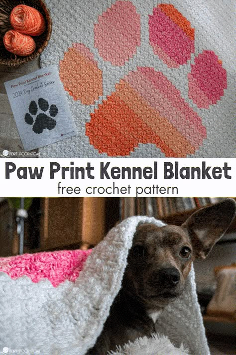 Make your pet a blanket to cuddle up with a nap time. This C2C Paw Print Kennel Blanket is a free blanket pattern to crochet for your dogs! Pet Blanket Crochet, Crochet Dog Gifts, Paw Print Crochet Blanket, Afghan Crochet Blanket, Things To Crochet For Dogs, Crochet Pet Blanket, Crochet Projects For Dogs, Crochet Dog Pattern Free, Crochet Graphgan Patterns Free