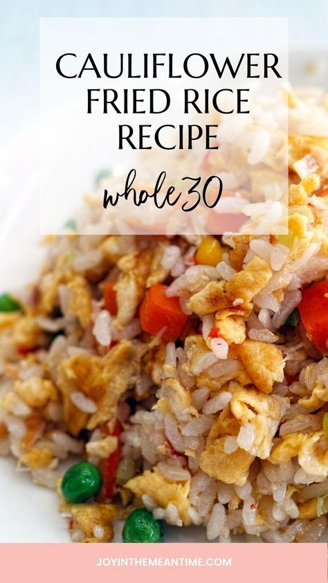 This Whole30 Cauliflower Fried Rice recipe is full of vegetables and ready in minutes for a budget-friendly meal the whole family will love! Prep it ahead of time for healthy packed lunches or easy dinners! Whole 30 Fried Rice, Fried Riced Cauliflower Recipes, Whole30 Dinner Ideas, Cauliflower Fried Rice Recipes, Recipes Whole 30, Fried Rice Recipes, Healthy Packed Lunches, Meal Prep Easy, Whole30 Dinner