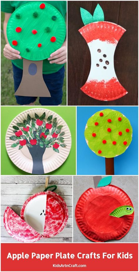 Apple Paper Plate Crafts for Kids Apple Paper, Plate Crafts For Kids, Craft Handprint, Apple Core, Paper Plate Crafts For Kids, Kids Craft Room, Apple Craft, Non Toy Gifts, Basket Crafts