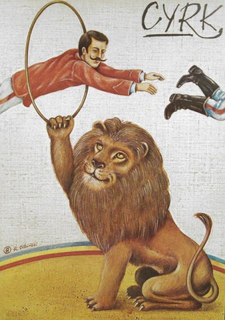 Rafal Oblinski, 1980 Interiors Illustration, Rafal Olbinski, Cirque Vintage, Circus Lion, Vintage Circus Posters, Diy Carnival, Polish Posters, Poster Exhibition, Circus Poster