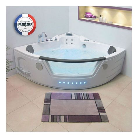 Spa Jacuzzi, Jacuzzi Bathtub, White Bathroom Cabinets, Grab Bars In Bathroom, Jacuzzi Tub, Corner Bathtub, Bathroom Design, Room Design, Home Furniture