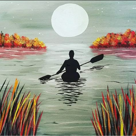 Shower Wall Decor, Kayak Art, Sports Artwork, Lakeside Beach, Sunrise Orange, Vacation Home Decor, Summer Living Room, Canoe Paddle, Fall Trees