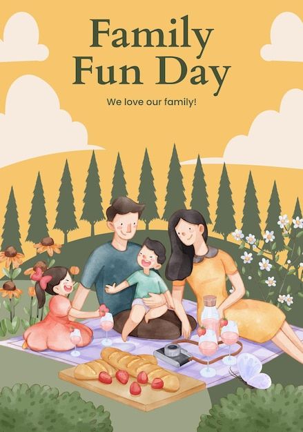 Art Nouveau Interior, Family Fun Day, Vector Poster, Family Cartoon, Family Poster, Yay Images, Fun Day, Cartoon Images, Family Day