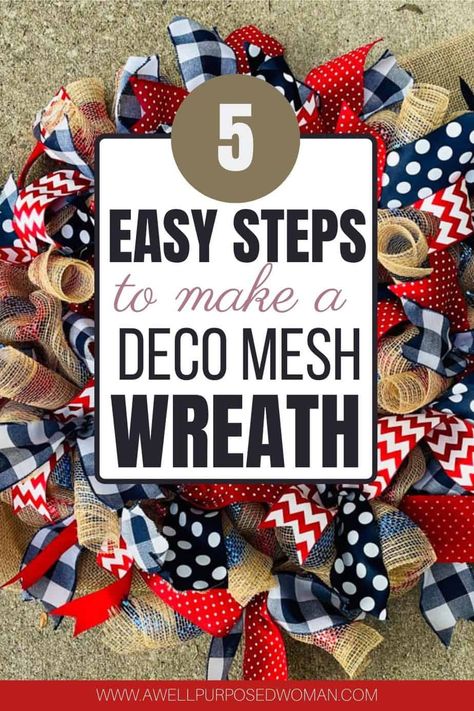 Learn how to make a deco mesh wreath the easy way. Deco mesh wreaths can be made for any season and this tutorial will show you from start to finish how to make it the easy way. Learning how to make a deco mesh wreath is so easy even beginners can do it. I promise you deco mesh wreaths are much easier to make than they look Ribbon Wreath Diy, Diy Deco Mesh Wreath, Making Mesh Wreaths, Mesh Ribbon Wreaths, Deco Mesh Wreaths Tutorials, Deco Mesh Wreaths Diy, Fall Deco Mesh, Holiday Wreaths Diy, Mesh Wreath Tutorial