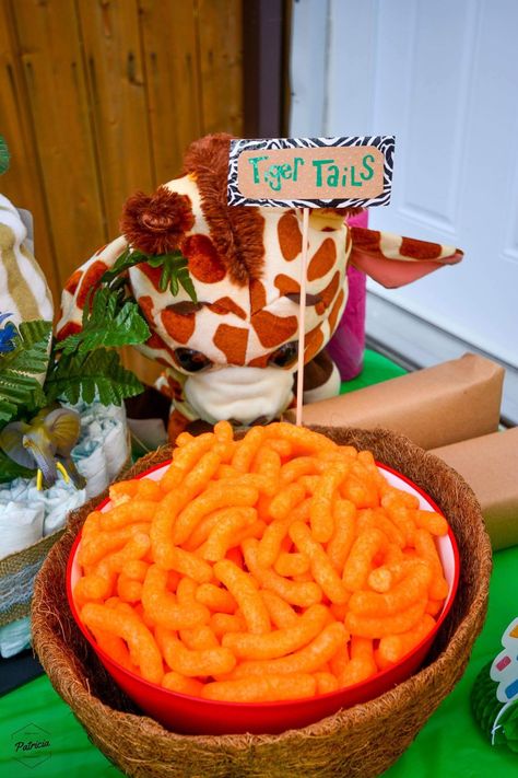 Christmas Tree Candyland, Safari Theme Birthday Party, Jungle Theme Party, Jungle Theme Birthday Party, Zoo Birthday Party, Jungle Thema, Tiger Tails, Young Wild And Three, Wild Birthday Party