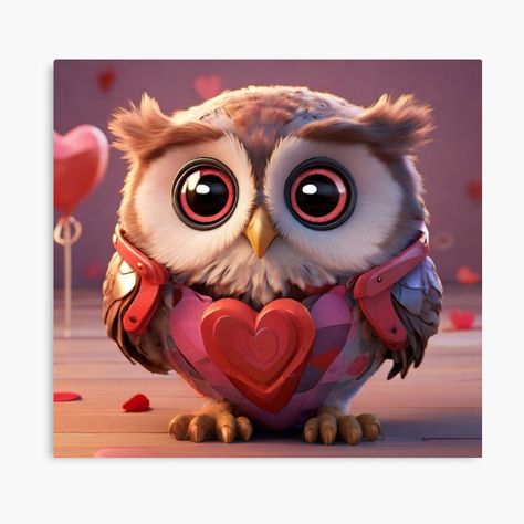 Get my art printed on awesome products. Support me at Redbubble #RBandME: https://www.redbubble.com/i/canvas-print/Whimsical-Love-Valentine-Owl-by-T-shirtMill/157528532.5Y5V7?asc=u Owl Canvas, Gnome Hat, Owl Pictures, Love Canvas, Owl Design, Owl Art, Cute Owl, Featured Art, Love Valentines