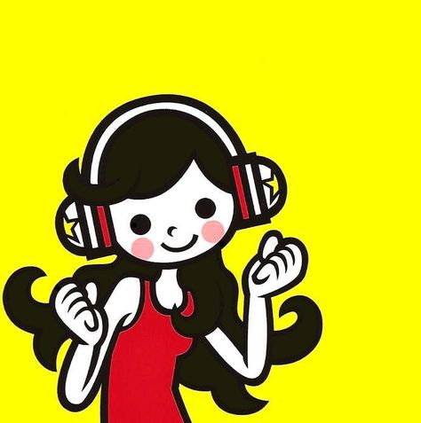 A Cartoon, Headphones, Yellow