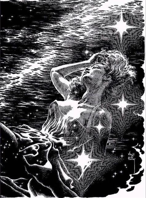 By: Virgil Finlay A Level Art Themes, Virgil Finlay, Science Fiction Artwork, Muse Art, Engraving Art, Pulp Art, Artwork Images, A Level Art, Historical Art