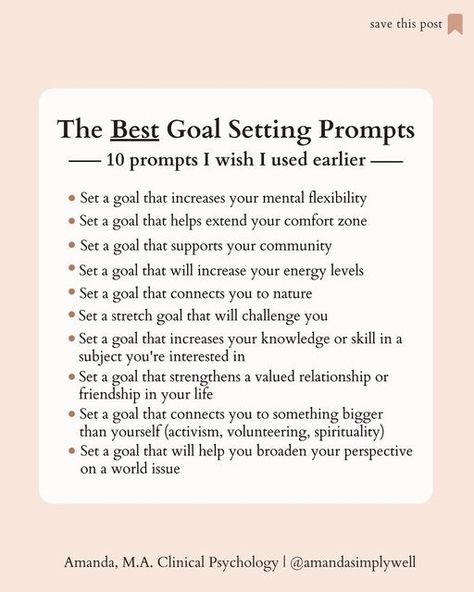 Goal Setting Affirmations, Journal Prompts Goal Setting, Goal Setting Prompts, Goal Setting Journal Prompts, Therapy Goals Examples, Goal Prompts, Goal Setting Questions, Examples Of Goals, Prompts For Goal Setting