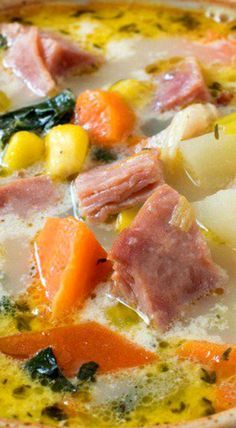 Ham Noodle Soup Recipes, Leftover Ham Recipes Soup, Ham And Vegetable Soup, Ham And Bean Soup Recipes, Ham Bone Soup Recipes, Soup Ham, Leftover Ham Bone, Ham And Cabbage Soup, Ham Soup Recipes