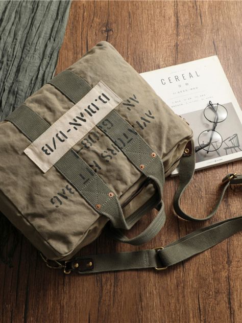 Overview： Design: Green Canvas Military Duffle Bag Pilot Bag Canvas Military Bag Army Style Carrier Bag for MenIn Stock: Ready to Ship (2-4 days)Include: Only BagCustom: NoColor: Army Green, KhakiLeather:, CanvasMeasures: L: 50cm x 33cm x 21cm S: 38cm x 30cm x 14cmWeight: 0.75kgSlots: 1 zipper slot, 1 pad slot, 1 book slot, Accessories(option): NoneStyle: Green Canvas Military Duffle Bag Pilot Bag Canvas Military Bag Army Style Carrier Bag for MenVery durable (At least 5 Years) and it should las Army Bag, Felt Hair Accessories, Overview Design, Military Bag, Canvas Travel Bag, Army Style, Felt Necklace, Leather Craft Projects, Bag Obsession