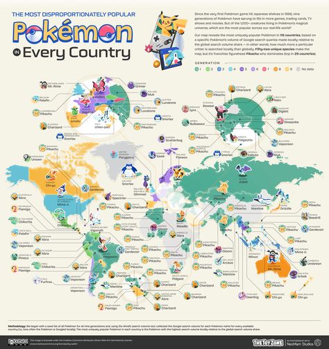 Every Country's Most Popular Pokémon Original 151 Pokemon, Yellow Pokemon, Pokemon Show, Original 151, Ghost Type Pokemon, 151 Pokemon, Green Marketing, Pokemon Red Blue, Popular Pokemon