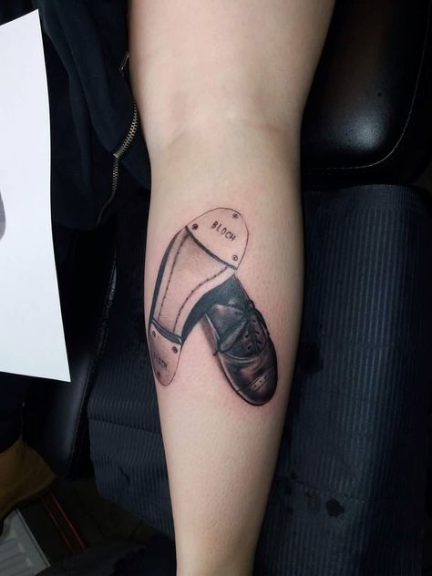 Tap Shoe Tattoo Ideas, Tap Dance Tattoo, Tap Shoe Tattoo, Dance Tattoo Ideas, Tap Dance Photography, Dancing Tattoo, Ballet Tattoos, Tap Dancing Shoes, Dancer Tattoo